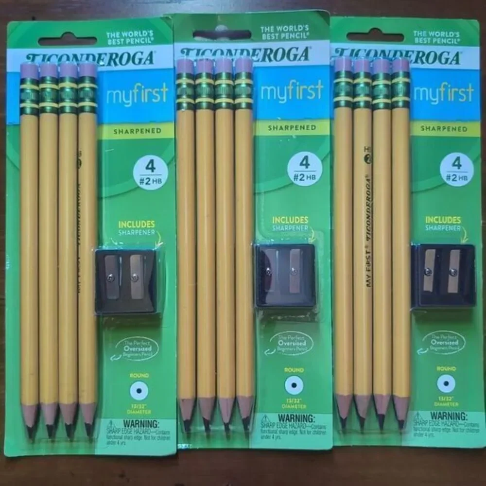 Ticonderoga My First Pencil #2 HB 4 Count W/ Sharpener 33309 LOT OF 3‎ New
